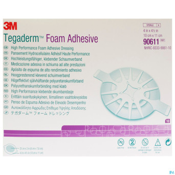 Tegaderm foam dressing adh  10,00x11,00cm 10 90611