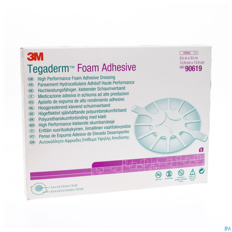 Tegaderm foam dressing adh  13,97x13,97cm  5 90619