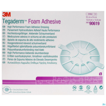 Tegaderm foam dressing adh  13,97x13,97cm  5 90619