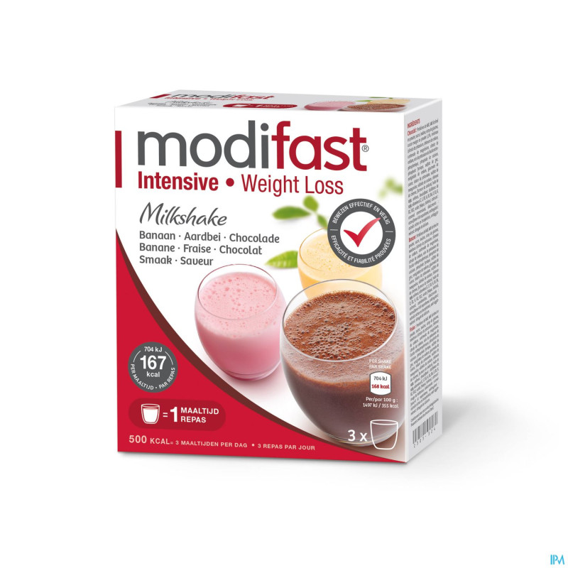 Modifast intensive milkshake 3-pack fr.-choco-ban.