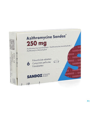 Azithromycine 250 mg sandoz comp pell  6x250 mg
