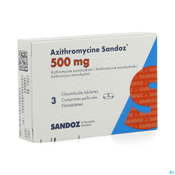 Azithromycine 500 mg sandoz comp pell  3x500 mg