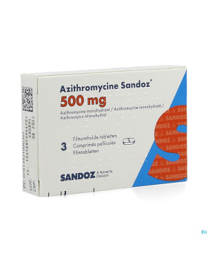 Azithromycine 500 mg sandoz comp pell  3x500 mg