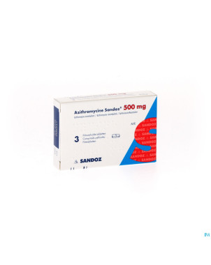 Azithromycine 500 mg sandoz comp pell  3x500 mg