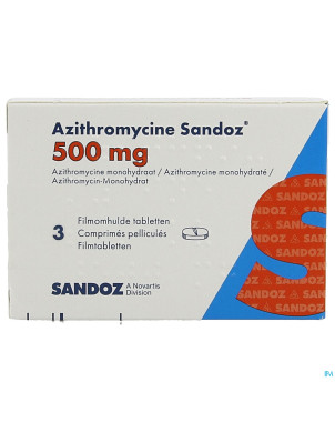 Azithromycine 500 mg sandoz comp pell  3x500 mg