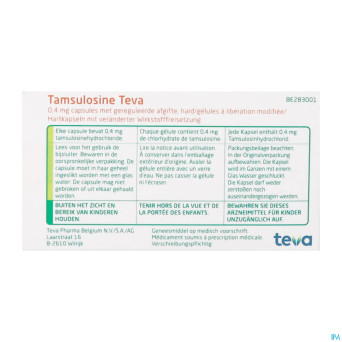 Tamsulosine teva caps  30 x 0,4 mg