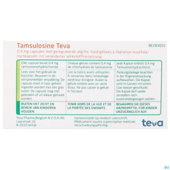 Tamsulosine teva caps  30 x 0,4 mg