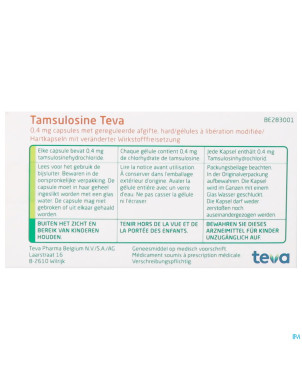 Tamsulosine teva caps  30 x 0,4 mg