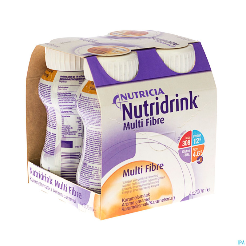 Nutridrink multifibre caramel 4x200ml