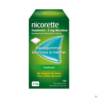 Nicorette freshmint gomme mach s/sucre 105x2mg