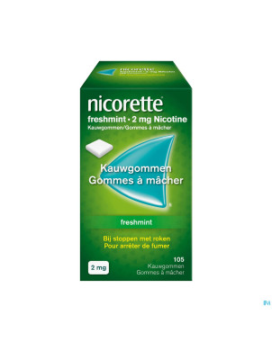 Nicorette freshmint gomme mach s/sucre 105x2mg