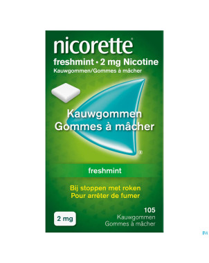 Nicorette freshmint gomme mach s/sucre 105x2mg