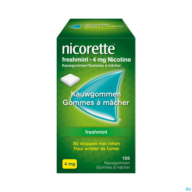 Nicorette freshmint gomme mach s/sucre 105x4mg