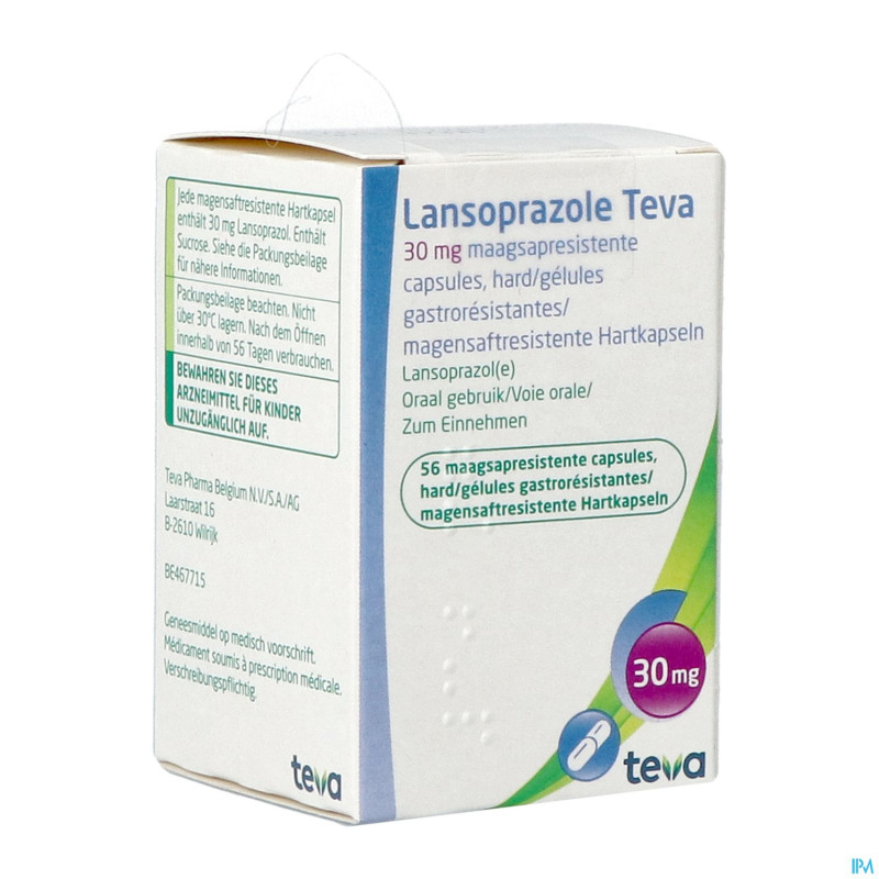 Lansoprazole teva 30 mg gastro resist caps 56