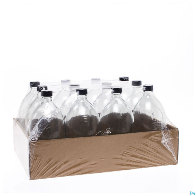 Flacon verre blanc rd+caps obus pp28    1l 12 aca