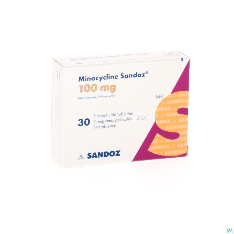 Minocycline sandoz 10o mg comp pell 30 x 100 mg
