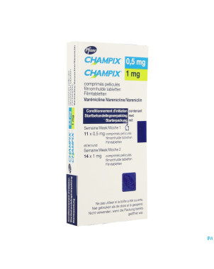 Champix comp 11 (0,5 mg) + 14 (1 mg) aclar/pvc/alu