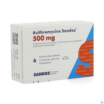 Azithromycine 500 mg sandoz comp pell  6x500 mg