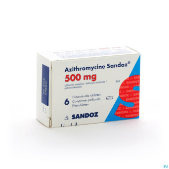 Azithromycine 500 mg sandoz comp pell  6x500 mg
