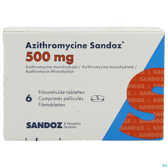 Azithromycine 500 mg sandoz comp pell  6x500 mg