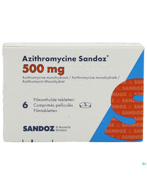 Azithromycine 500 mg sandoz comp pell  6x500 mg