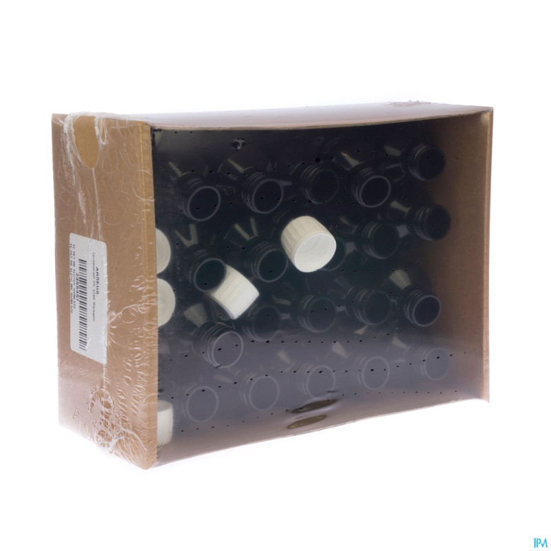 Flacon pet brun rond alcool+caps    100ml 20 aca