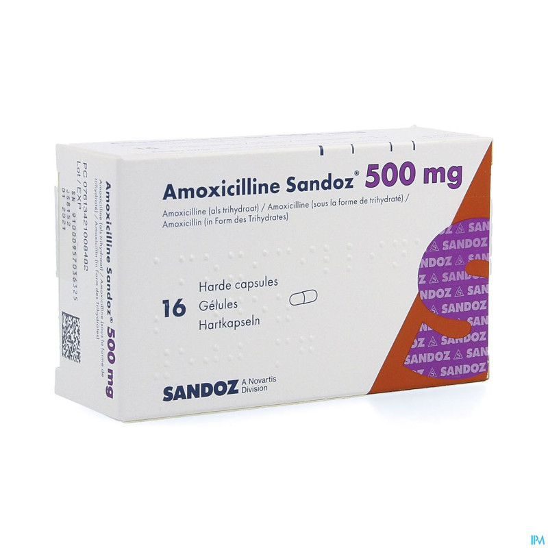Amoxicilline sandoz  500 mg caps 16