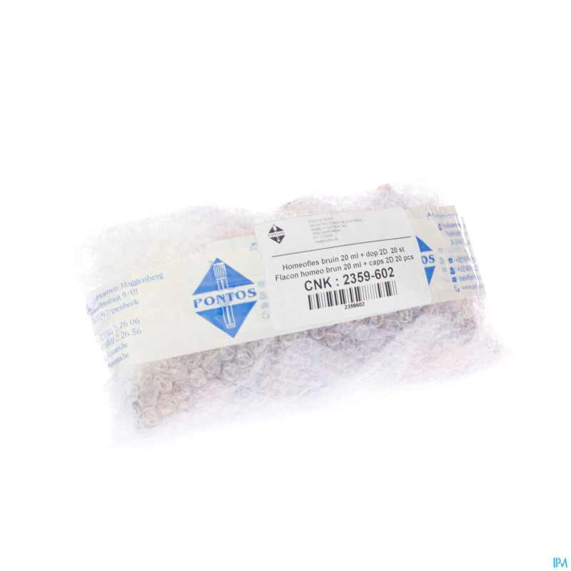 Flacon homeo + caps 2d    20ml 20 pontos