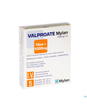 Valproate viatris 100mg/ml sol inj amp 5x10ml