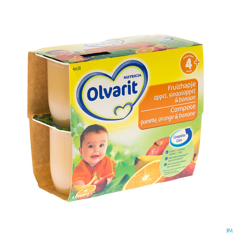 Olvarit fruit coup.pomme-orange-banan 4-36m 4x100g