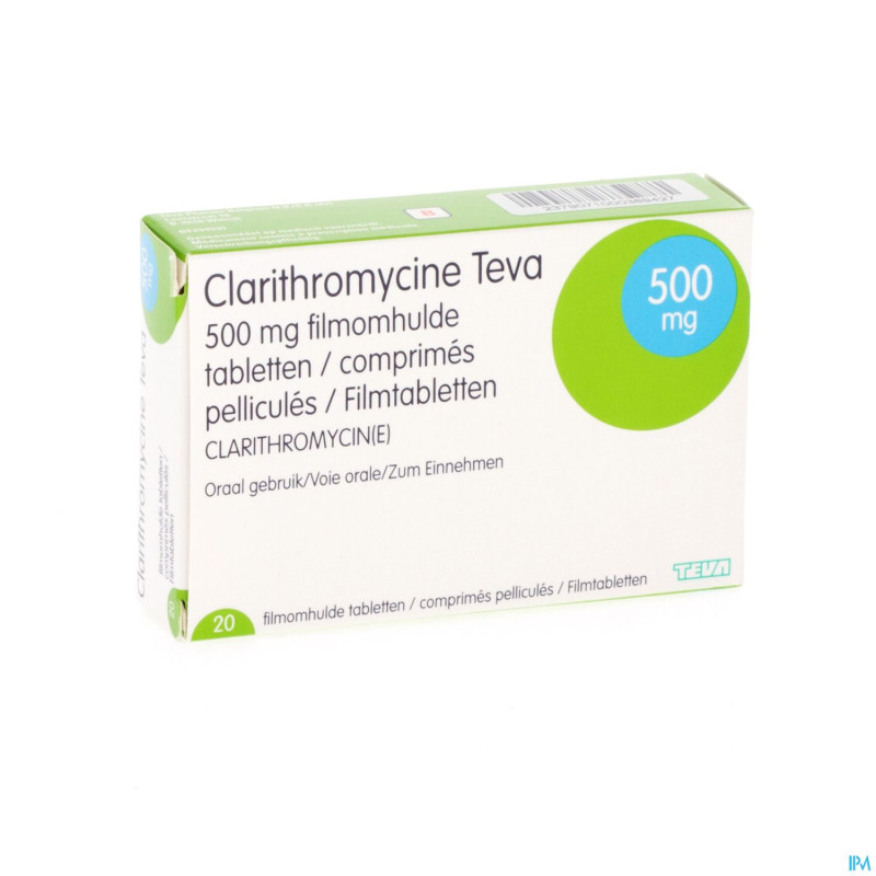 Clarithromycine teva tabl  20 x 500 mg