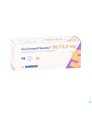 Co lisinopril sandoz 20 mg/12,5 mg sandoz comp 98