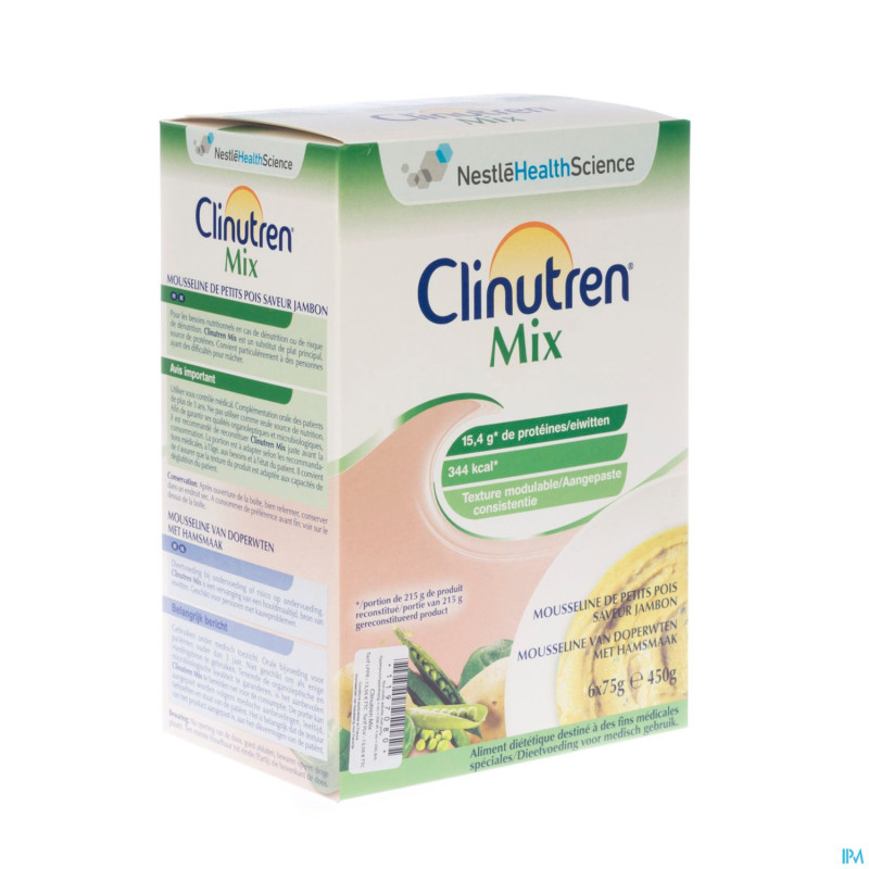 Clinutren mix instant jambon-petit pois sach 6x75g
