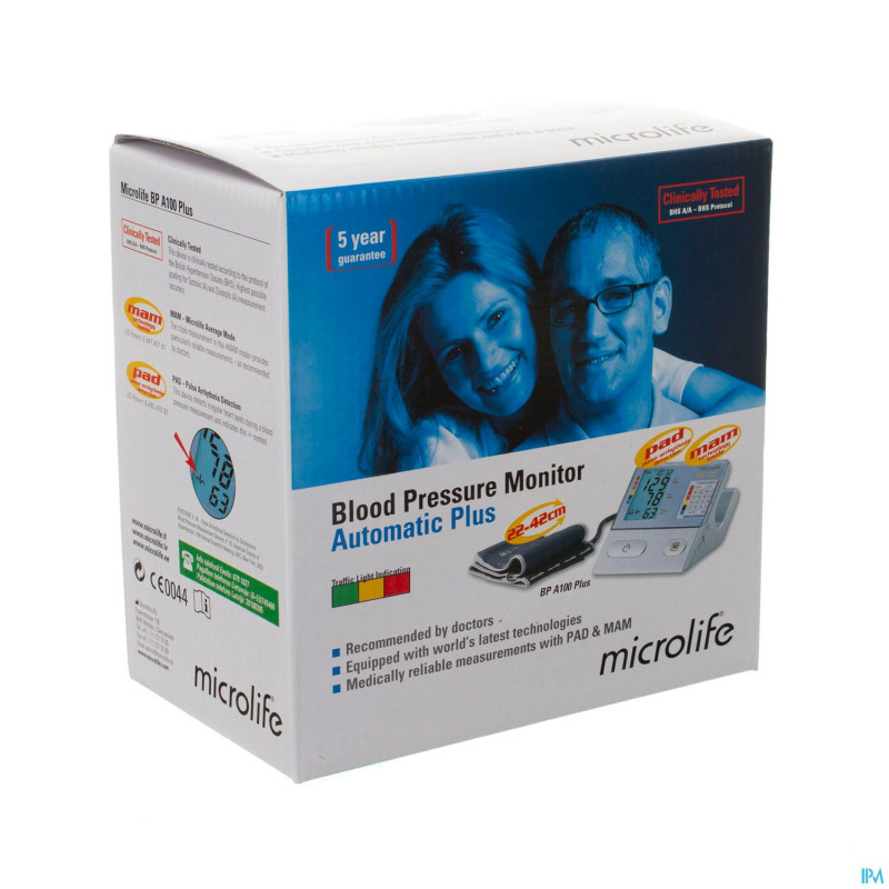 Microlife bpa100 plus tensiometre brassard mam/pad