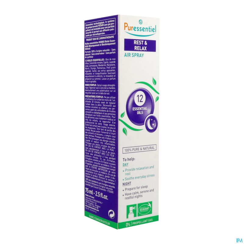 Puressentiel sommeil detente spray 12 hle ess 75ml