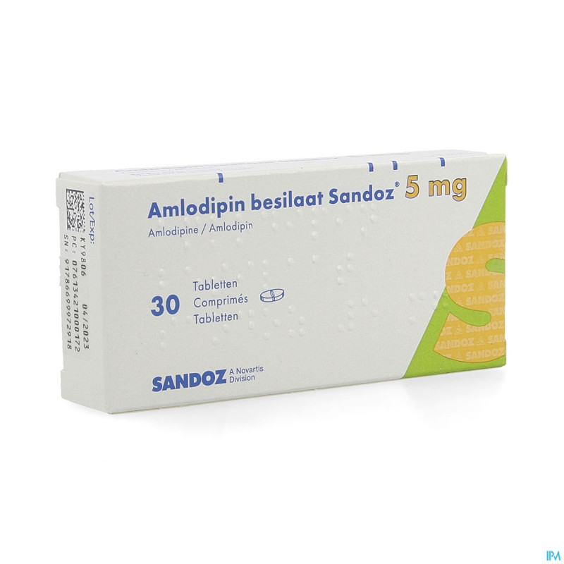 Amlodipine besilaat sandoz c0mp  30x5mg