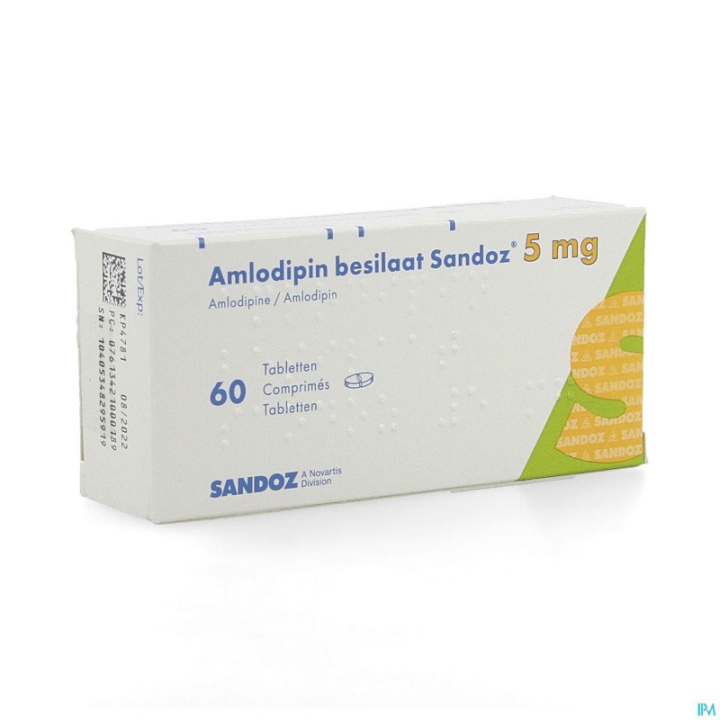 Amlodipine besilaat sandoz c0mp 60x5mg