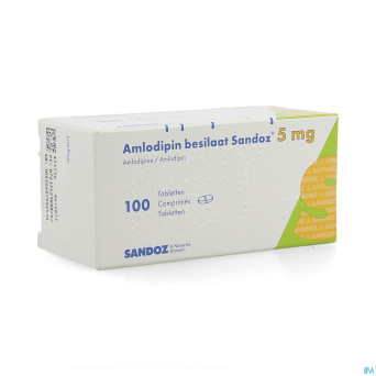 Amlodipine besilaat sandoz c0mp 100x5mg