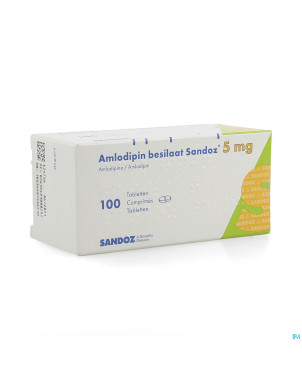 Amlodipine besilaat sandoz c0mp 100x5mg