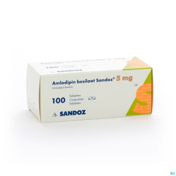 Amlodipine besilaat sandoz c0mp 100x5mg