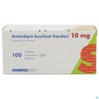 Amlodipine besilaat sandoz c0mp 100x10mg