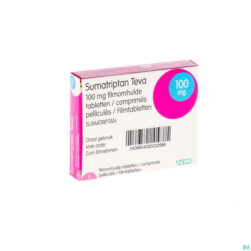 Sumatriptan teva 100 mg comp pell  6 x 100 mg