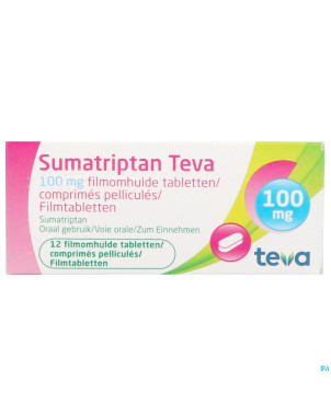 Sumatriptan teva 100 mg comp pell 12 x 100 mg