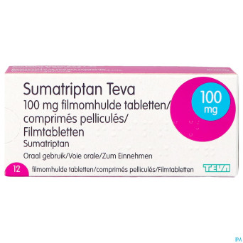Sumatriptan teva 100 mg comp pell 12 x 100 mg