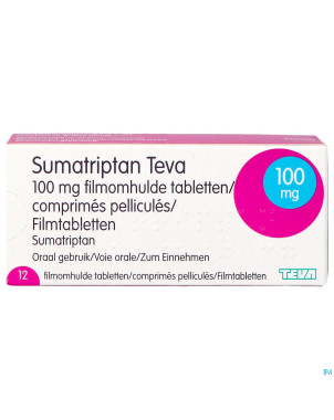 Sumatriptan teva 100 mg comp pell 12 x 100 mg