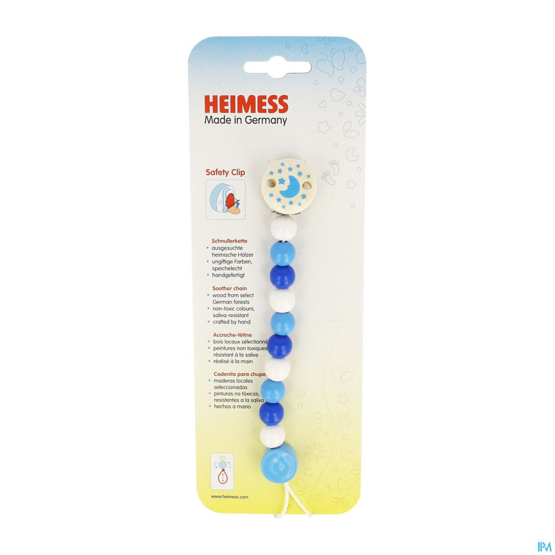 Heimess attache sucette bois bleu    h9216