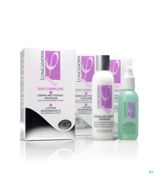 Longiderm duo complex lot 125ml+lait nett.200ml