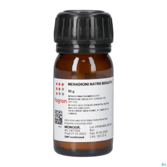 Menadione sodium bisulfite (vit k3)    10g fag