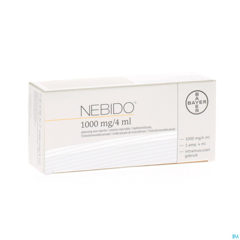 Nebido 1000 mg/4ml sol inj 1 amp