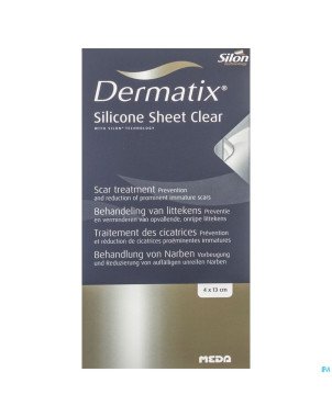 Dermatix silicone sheet clear adh  4x13cm 1